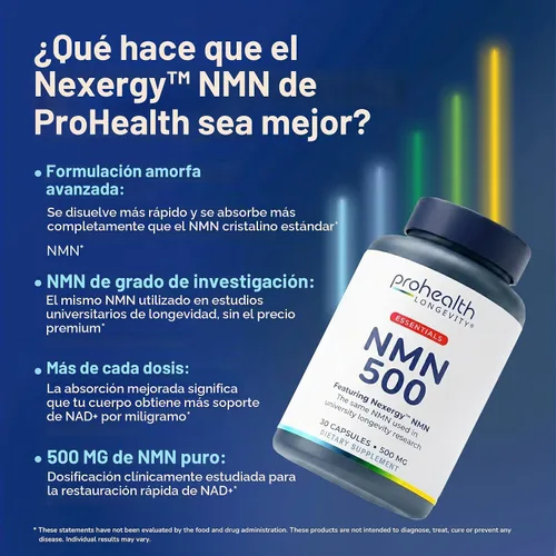 Vista 3 de ProHealth Essentials NMN 500, precursor NAD+ (500 mg, 30 cápsulas)
