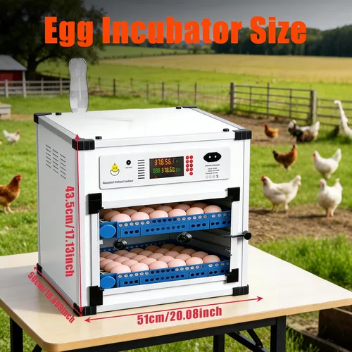 Vista 2 de Vevitts Incubadora automática de huevos de 136 huevos con girador automático, control digital de temperatura y humedad y recarga de agua