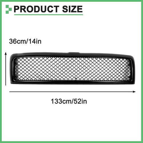 Vista 3 de Parrilla Compatible para Dodge Ram 1500 2500 3500 Parrilla Frontal de Malla 1994 1995 1996 1997 1998 1999 2000 2001 2002