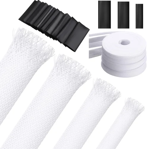 Vista 14 de Tatuo Funda de cable trenzada expandible de 65.6 pies, funda de alambre trenzado de varios tamaños con 120 tubos termorretráctiles para televisión