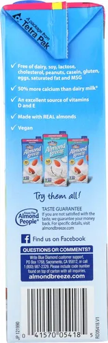 Vista 3 de Blue Diamond Almond Breeze - Leche de almendras sin azúcar, chocolate, 32 onzas líquidas (paquete de 2)
