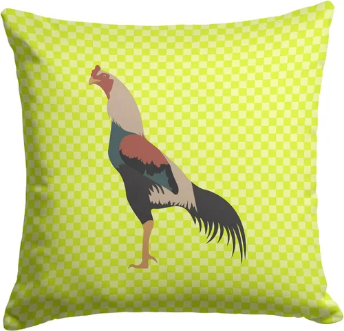 Vista 335 de Caroline's Treasures BB8163PW1414 Beltsville - Almohada decorativa de tela a cuadros pequeños, color blanco, pavo y gallina azul, lavable a máquina