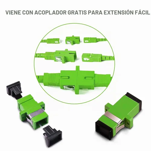 Vista 5 de SC/APC a SC/APC Cable de Fibra Óptica para Internet, Cable de Conexión de Modo Simple Blindado, Cordón de Conexión Óptica de Fibra Óptica - SIMPLEX