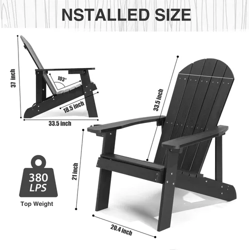 Vista 3 de Silla Adirondack, sillas de plástico resistentes a todo tipo de clima, con soporte para tazas, 5 pasos fáciles de instalar, sillas de exterior