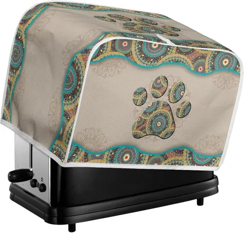Vista 6 de Tostadora de 2 rebanadas con estampado de mandala bohemio, cubierta a prueba de polvo con protección de huellas dactilares Pata de mandala boho