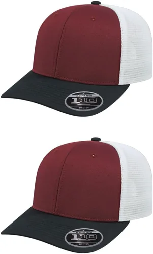 Vista 38 de Cap America i8502 Flexfit 110 Premium - Gorra de camionero de perfil medio con 6 paneles de malla trasera con protección UV y cierre ajustable