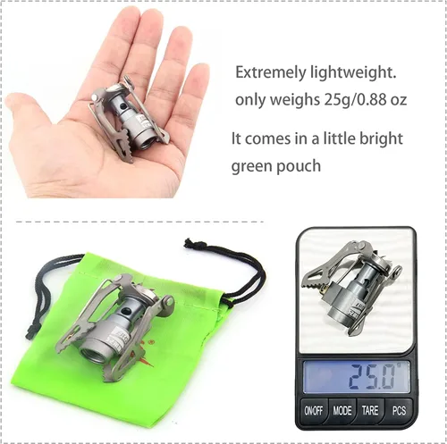 Vista 5 de BRS Stove BRS 3000T Estufa de Titanio Ultraligera para Mochileros Estufa Portátil de Propano para Camping Estufa de Gas Quemador de Gas Estufa