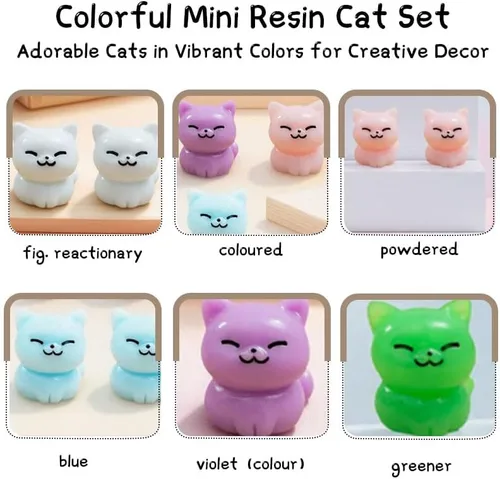 Vista 3 de 10 piezas de mini gatos de resina, diminutas figuras de plástico para ocultar micro animales para decoración de manualidades, decoración
