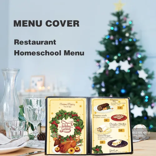 Vista 2 de 2 piezas de fundas de menú de 8.5 x 11 pulgadas, soporte para menú de restaurante, 4 páginas, 8 vistas, funda transparente de menú, se adapta a