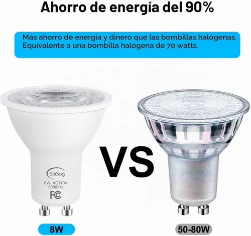 Vista 3 de SikSog Bombilla LED GU10 de 5000 K luz blanca diurna, equivalente a 70 W, no regulable, luces de inundación de ángulo de haz de 120°, bombillas LED