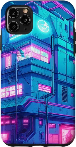 Vista 13 de Funda Vaporwave para iPhone 16 Cyberpunk House