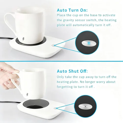 Vista 4 de Misby Calentador de taza de café, calentador de tazas para uso de escritorio con apagado automático, calentador de café por inducción por gravedad