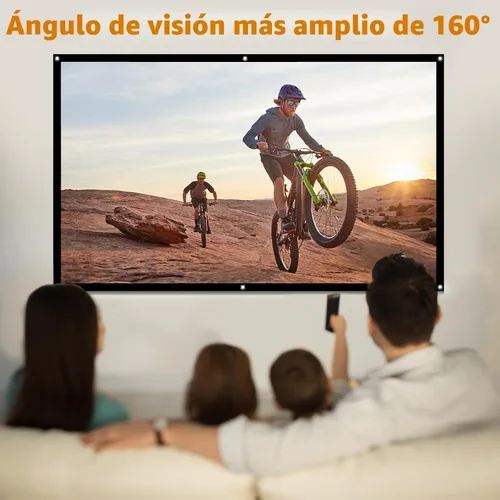 Vista 5 de Pantalla de proyector de 72 pulgadas, pantalla de proyector de películas 16:9 HD plegable y portátil, antiarrugas, para interior y exterior