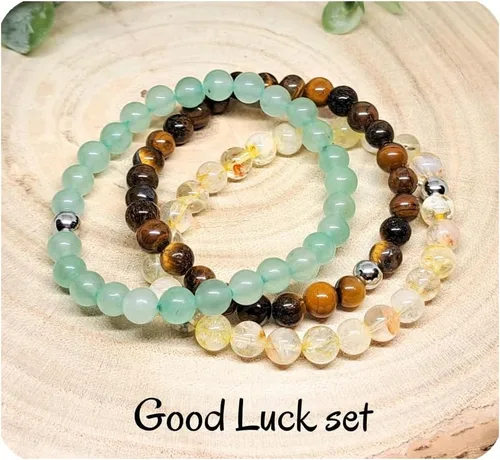 Vista 5 de 3 pulseras de dinero de riqueza, pulseras de cristal curativo con ojo de tigre citrino para mujeres y hombres, piedra natural Feng Shui de la suerte