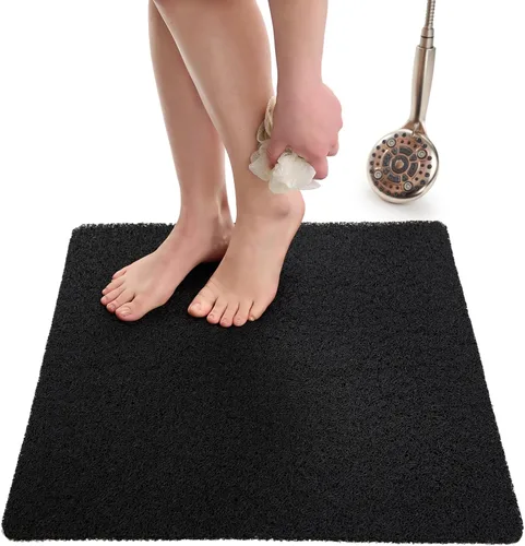 Vista 125 de Enkosi Alfombra de ducha antideslizante Loofah para suelos de ducha, bañera, baños, zonas húmedas, alfombrilla de baño acolchada con agujeros
