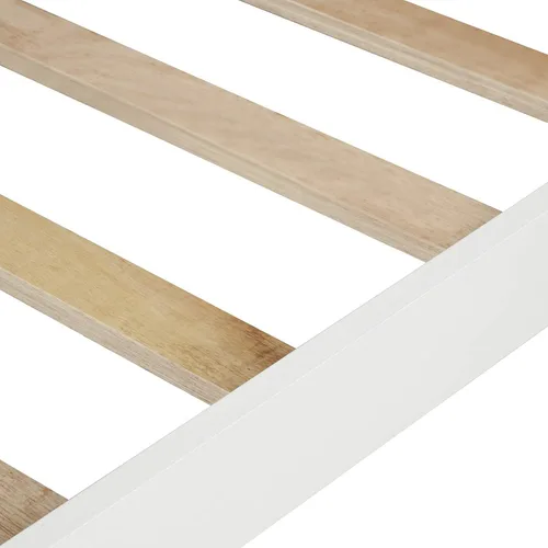 Vista 5 de Cama individual de madera para niñas, con marco, cabecera y piecera para niñas y niños pequeños