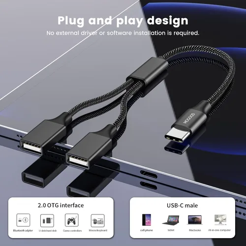 Vista 2 de MOGOOD Divisor USB C a USB, adaptador OTG tipo C a USB 2.0 dual, transferencia de datos de 480 Mbps, compatible con MacBook Pro, iPad Air, Surface