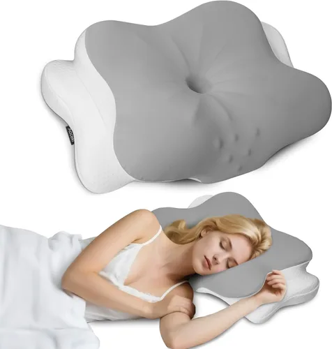 Vista 10 de Almohada cervical para dormir, almohadas de espuma viscoelástica para aliviar el dolor de cuello, almohada ergonómica de contorno de apoyo