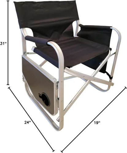 Vista 2 de Silla plegable de directores silla plegable con mesa auxiliar y portavasos, diseño XL Comfort (negro)