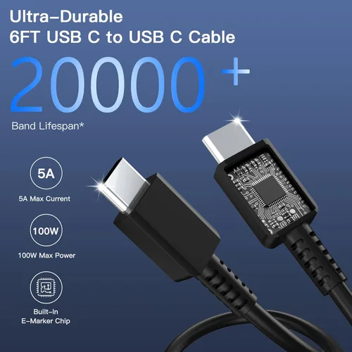 Vista 5 de Bloque de carga súper rápido Samsung de 45 W, paquete de 2 bloques de carga rápida tipo C con cable de carga USB C de 3 pies