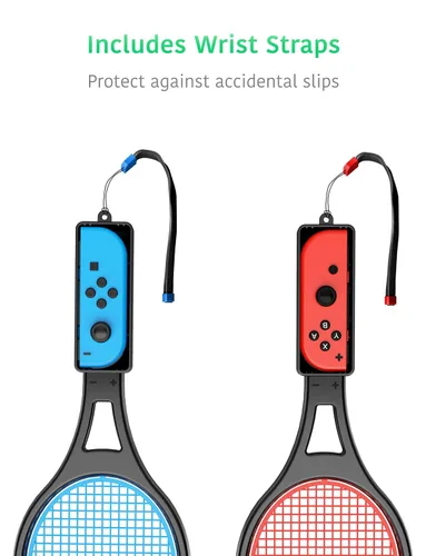 Vista 10 de TALK WORKS Steering WheelTennis Racket Combo Pack for Nintendo Switch - Joy Con Controller Grip Racing & Sports Game Accessories for Mario Tennis