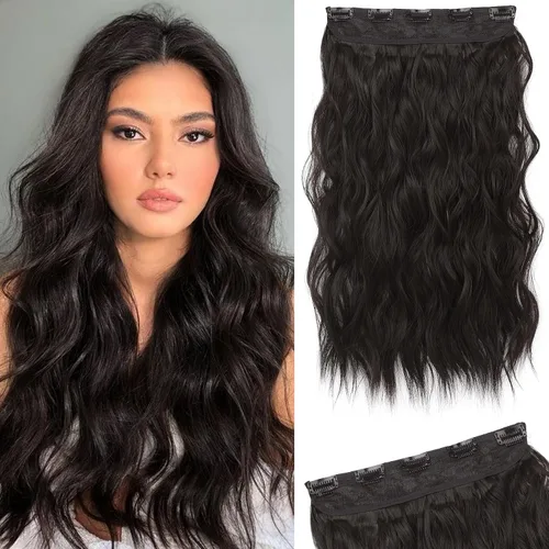 Vista 22 de REECHO Extensiones de cabello rubio, extensiones de una pieza con clip de 20" para mujer, extensiones de cabello sintético suave y natural con ondas