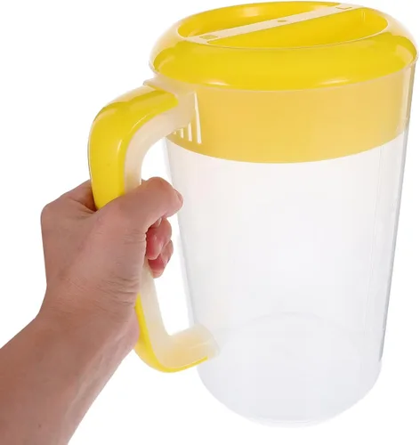 Vista 6 de Jarra de agua grande de plástico con tapa, jarra de agua para bebidas de 1 galón/4 L, jarra de colación inastillable con tapa redonda para jugo
