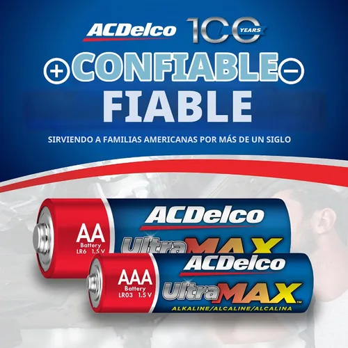 Vista 6 de Powermax ACDelco UltraMAX - 10 pilas AA dobles AA, batería alcalina con tecnología avanzada para el hogar y la oficina, vida útil de 10 años