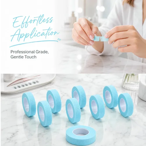 Vista 3 de UPINS 24 rollos de cinta de pestañas, cinta de tela microporosa transpirable para suministros de extensión de pestañas (verde) Self Adhesive