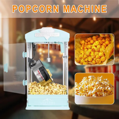 Vista 5 de Portable Popcorn Maker Machine with 8 Ounce Kettle, Commercial Popcorn Popper with Measuring Spoon & Measuring Cup for Parties, Events, Home Theater