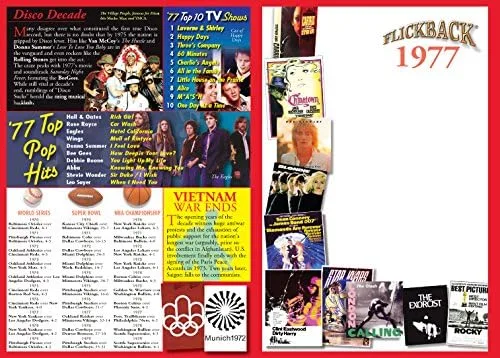 Vista 3 de Flickback Tarjeta de felicitación de DVD de 1977: regalo de cumpleaños de 1977 o regalo de aniversario