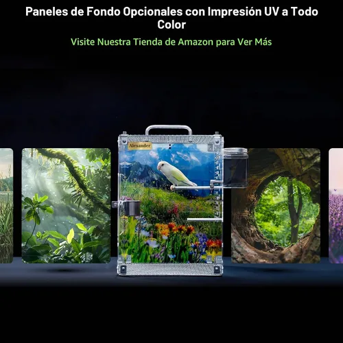 Vista 4 de GuineaLoft™ Jaula de pájaros de acrílico personalizada cristalina Modelo-ET2
