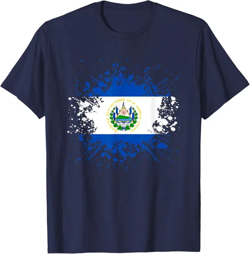 Vista 13 de Camiseta Salvador Patrimonio de la Familia Salvadoreña País Bandera de El Salvador, Negro