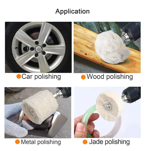 Vista 3 de Kit de 10 ruedas de pulido de algodón para taladro, ruedas de pulido para pulido de aluminio, cromo, acero inoxidable, metal, kit de pulido