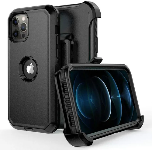 Vista 14 de Defender - Funda protectora compatible con iPhone 12 Pro Max, funda híbrida a prueba de golpes, diseño de doble capa, cubierta dura diseñada