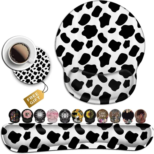 Vista 10 de Alfombrilla de mouse con soporte para muñeca, almohadilla ergonómica de gel para bebé, elefantes con girasol, juegos de escritura fáciles
