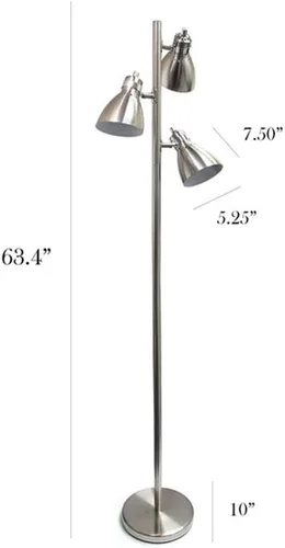 Vista 5 de Simple Designs Home LF2007-BSN lámpara de pie de 3 luces y diseño simple de metal, LF2007-BSN, 60.0watts, 110 volts