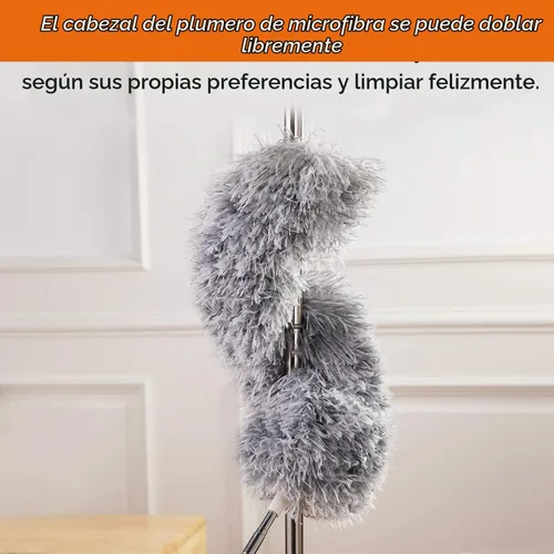 Vista 3 de Plumeros para limpiar ventilador de techo alto, plumero de microfibra de plumas Newliton con poste de extensión telescópico de 30" a 100", plumero