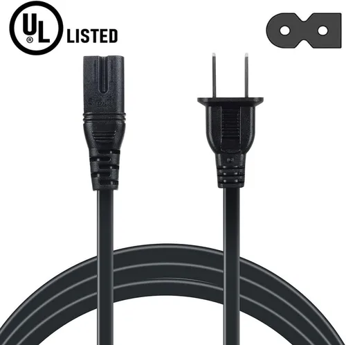 Vista 2 de Cable de alimentación de CA de 5 pies, 2 clavijas, compatible con TiVo Series 1, 2, 3, SVR 2000 HDVR2