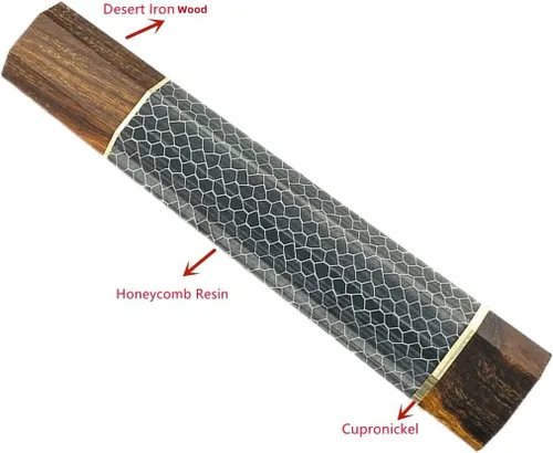 Vista 3 de Mango de cuchillo de resina de panal de abeja, mango octogonal de madera estilo japonés, material para hacer cuchillos, herramienta de bricolaje