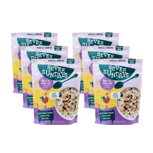 Vista 11 de Seven Sundays Farmers Market - Cereal orgánico Muesli de grosella y almendra, bolsa de 12 onzas, certificado sin gluten, sin OMG, sin azúcar