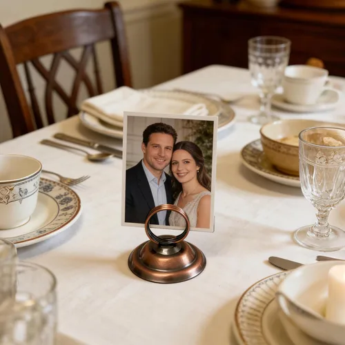 Vista 5 de Soporte para números de mesa, soportes para fotos, soporte para tarjetas de lugar, clip de anillo, soporte de menú para tarjetas de menú para boda