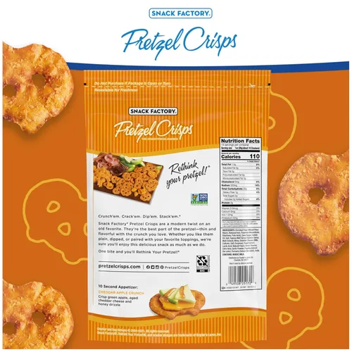 Vista 6 de Snack Factory Pretzel Crisps, Queso Cheddar, 7.2 Oz