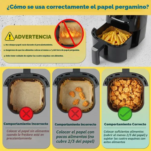 Vista 7 de BYKITCHEN 200 forros pequeños para freidora de aire de 5.5 pulgadas