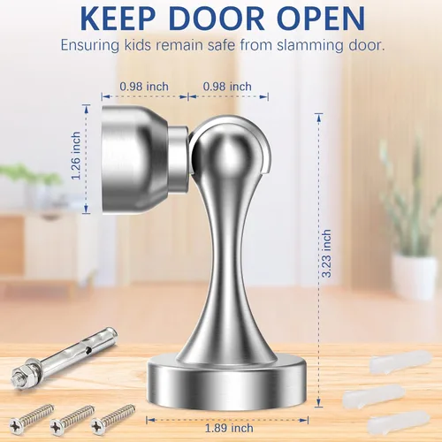 Vista 5 de Tope magnético de acero inoxidable, tope de puerta, resistente para varios tipos de puertas, mantiene tu puerta abierta, soporte de puerta