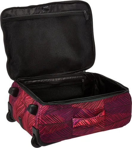 Vista 5 de Vera Bradley Maleta plegable Softside para mujer, Hojas De Plátano Fucsia, Maleta plegable con ruedas Softside