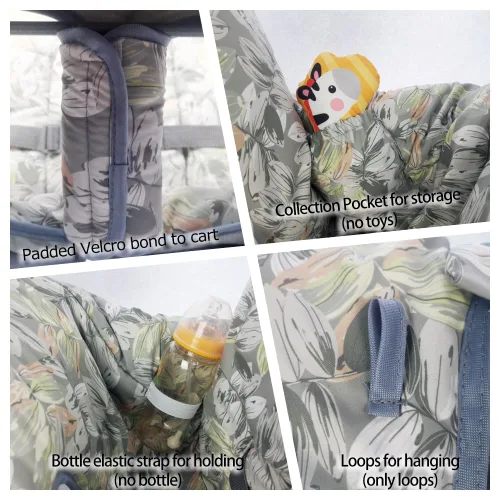 Vista 4 de Funda para carrito de compras para bebé, niño, niña, fundas de carrito multien 1 para bebés, funda acolchada suave para silla alta infantil, lavable