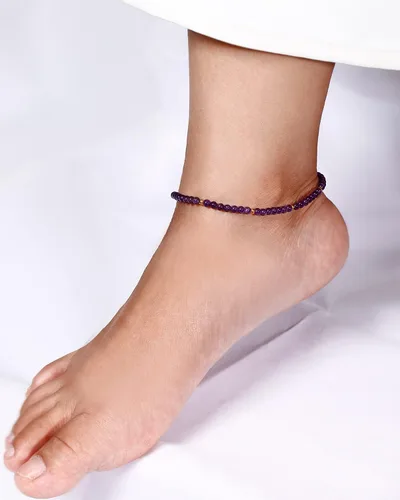 Vista 2 de Jewever Tobillera de piedras preciosas para mujer, con cuentas de piedra curativa, energía, cristal de playa, joyería ajustable (8.5-10 pulgadas)