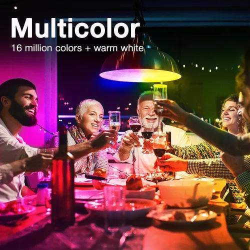 Vista 2 de DAYBETTER Tuya - Bombillas inteligentes RGBCW Wi-Fi que cambian de color, compatibles con Alexa y Google Home Assistant, A19 E26 9W 800LM Bombilla