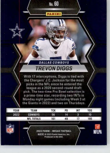 Vista 2 de Panini Mosaic #60 - Tarjeta oficial de fútbol americano de los Dallas Cowboys de los Dallas Cowboys 2023 en estado crudo (NM o mejor)
